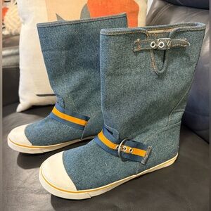 Aldo Denim Sneaker Boots Mid-Calf with Buckle Details Streetwear Style